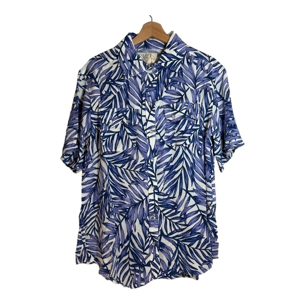 Sandrine Rose Pearl Snap Bali Print Shirt NWT